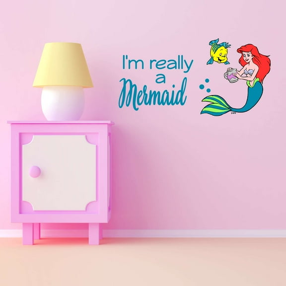 I'M Really A Mermaid Under Water Sea Creatures Crab Octopus Fish Seahorse Clam Shellfish Kelp Queen Sweet Dreams Bedtime Unicorn Holiday Decorating Bedroom Wall Decal Sticker - Size: 20 In X 10 In