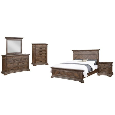 New Classic Mar Vista 5-Piece Wood Queen Bedroom Set in Walnut