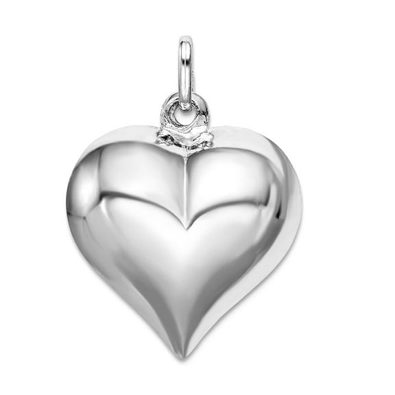 925 Sterling Silver Hollow Polished Puffed Love Heart Pendant Necklace 23x21mm Wide Pendant for Women