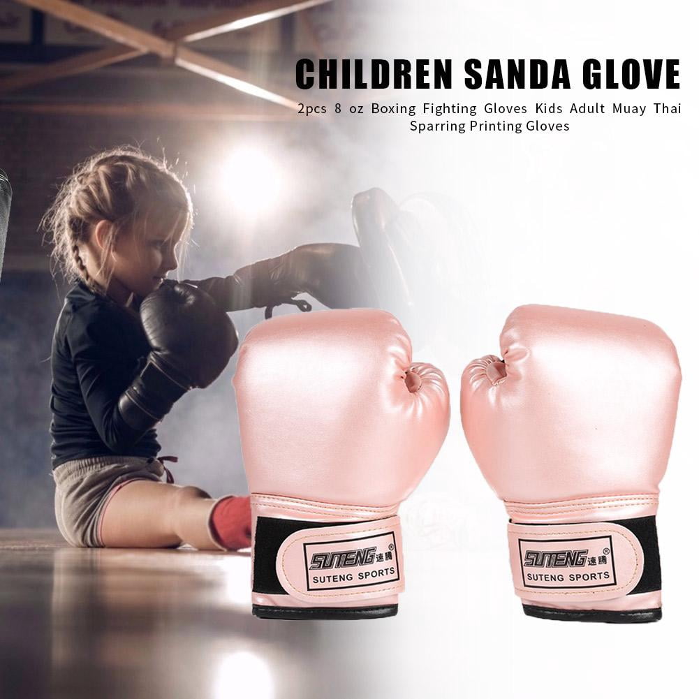 BLEEUS 2Pcs Boxing Gloves Kickboxing Training Gloves For Boys Girls Youth Fitness Supplies (Pink)