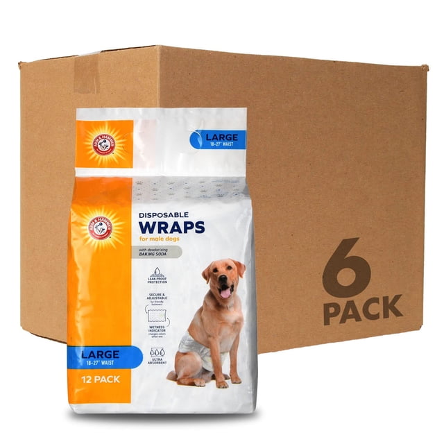 Brazo y martillo para perros machos, tamaño grande, 18 a 27 pulgadas, ultraabsorbentes, 72 unidades