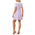 thumbnail image 3 of INSPIRE CHIC Women's Peter Pan Collar Dresses Short Sleeve A-Line Mini Dress XL Purple, 3 of 6