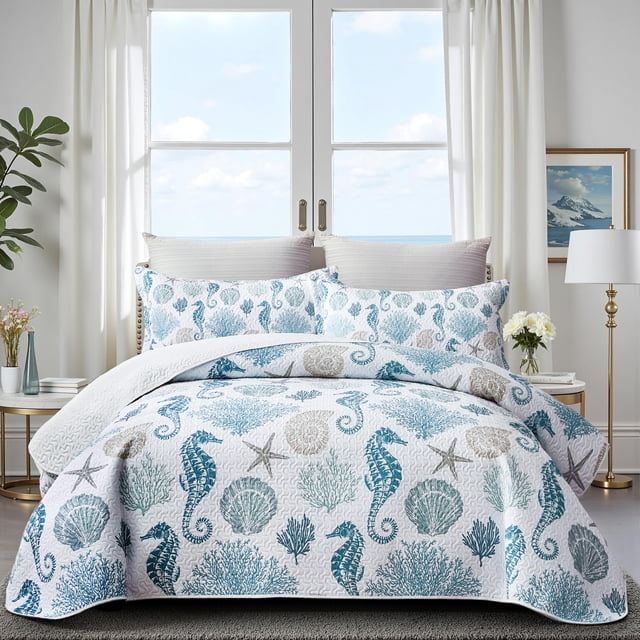 Set de edredón Weesire King de Coastal Bedding, 244 x 269 cm, diseño náutico