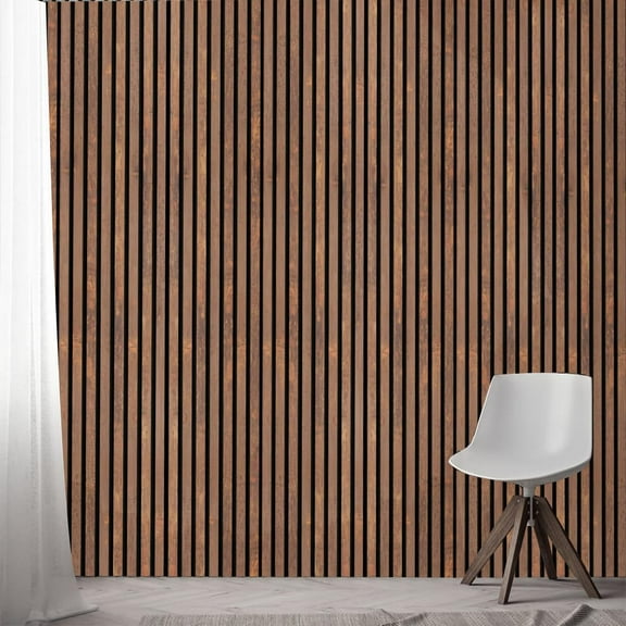3D Wood Wall Panels | Acoustic Panels for Interior Wall Décor on Felt Back Board | Decorative Slat Panels for Wall and Ceilings | Oxide Brown - 8 x 1 ft. x 2 Pack