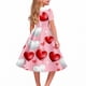thumbnail image 3 of Vestido de manga corta con cuello en V para niña, estampado de manga corta, falda con cuello doblado y cintura mediana y grande, de poliéster., 3 of 6
