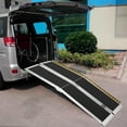 thumbnail image 5 of Telyswee 2-10 FT Portable Wheelchair Ramp, Wheel Chair Ramps for Homes with Transit Plate, Aluminum Wheelchair Ramp with Non-Skid Surface and Reflective Strips, Weight Capacity Up to 600 Lbs, 5 of 6