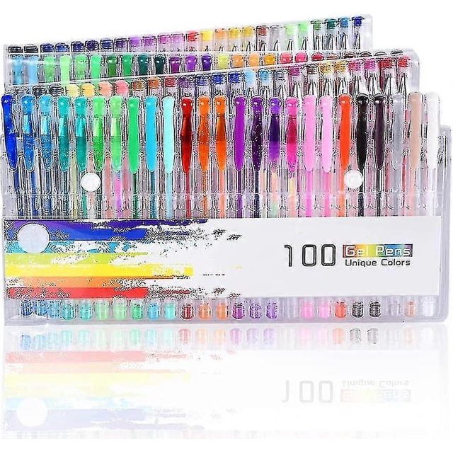 100 Pieces Glitter Gel Pens Gel Pens Set Multicolor Gel Pens Set Great For Adults Coloring Books Drawing Coloring Books