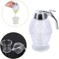 thumbnail image 4 of Dispensador de miel – Recipiente de cristal para miel con soporte sin goteo y tapa de acero inoxidable – Hermoso tarro dispensador de jarabe con soporte, 4 of 5