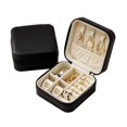 thumbnail image 3 of Leather Jewelry Travel Case, Small Organizer for Earrings and Necklaces, Portable Storage Box for Rings and Bracelets 4 Inch Black, 3 of 3