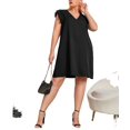 thumbnail image 3 of Casual V neck Tunic Sleeveless Black Plus Size Dresses (Women's), 3 of 4