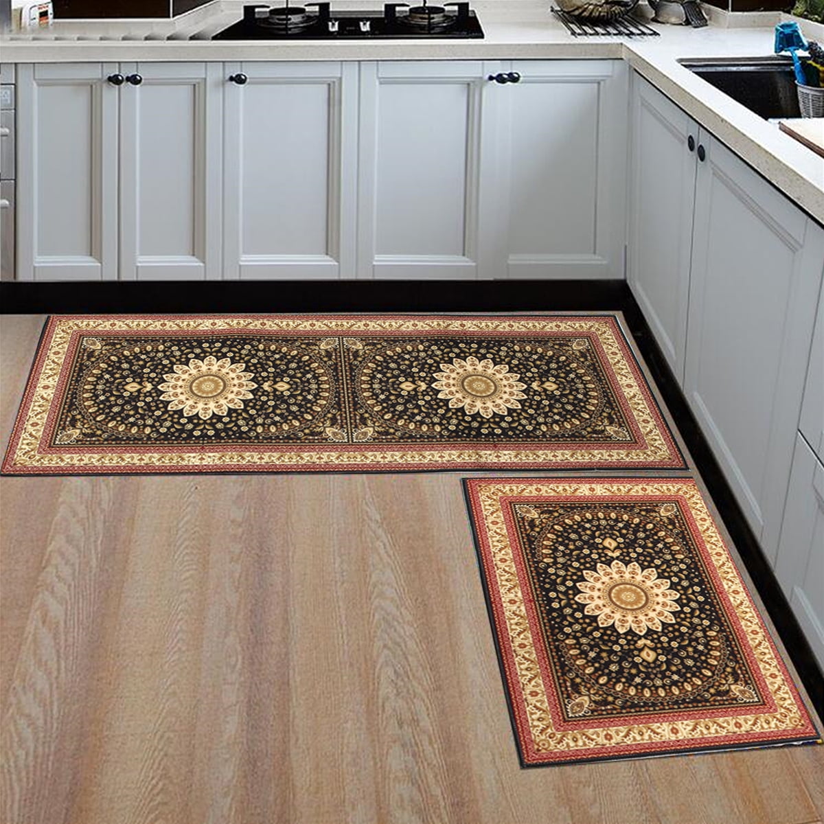 2 Pcs NonSlip Kitchen Floor Mat Floor Rugs Set Kitchen Floor Runner Carpet Doormat Set Comfort