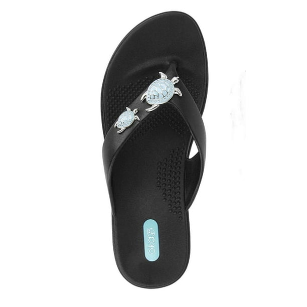 OkaB OkaB Women's Theresa Flip Flop Sandal Black Licorice