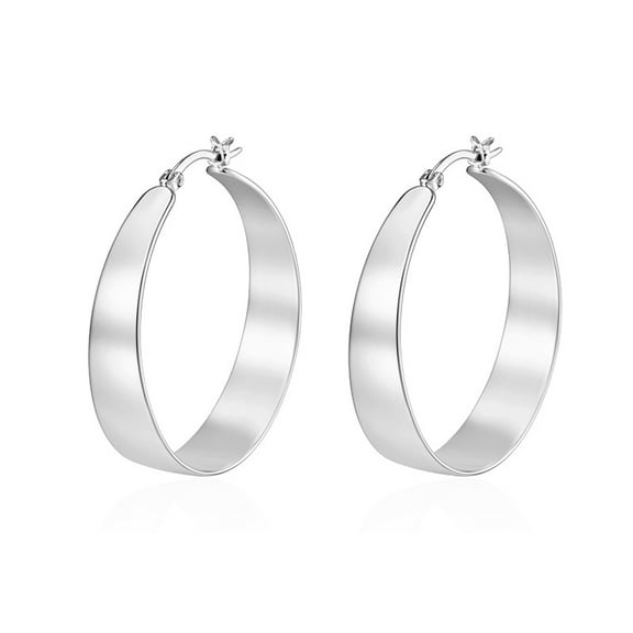 Leander Silver-Plated Hoop Earrings, Women's Large Hoop Earrings, Lightweight Large Hoop Earrings, Hypoallergenic Thin Hoop Earrings for Women, 30/40/50/60mm