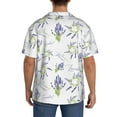 thumbnail image 5 of Xecao offers the Lavender Flowers for Men's Casual Short-sleeved Shirt, a button-up collared shirt with a pocket, perfect for beach vacations and yacht travel in the Large size., 5 of 7