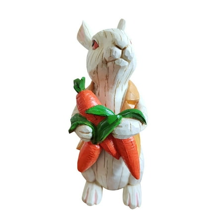 

Outdoor Easter Decorations Bra Ornament Rabbit Craft Gift Sculpture Eggs Mini Ornament Holding Rabbit Easter Cute Carrot Decorative Craft Desktop Ornament