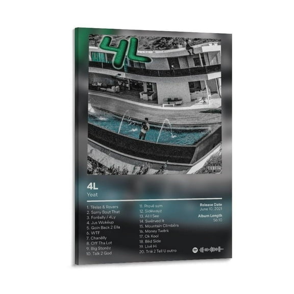 Album Cover Yeat 4L Poster Canvas Wall Art Posters For Room Aesthetic And DecorCanvas Painting Posters And Prints Wall Art for Living Room Bedroom Decor