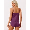 thumbnail image 3 of DARING DIVA Women's Satin Cami Short Sleepwear Silky Pajamas Sets Deep Purple S, 3 of 6