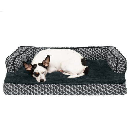 UPC: 0842229105131 | FurHaven Pet Products Plush & Decor Orthopedic Comfy Couch Pet Bed for Dogs & Cats – Diamond Gray Medium
