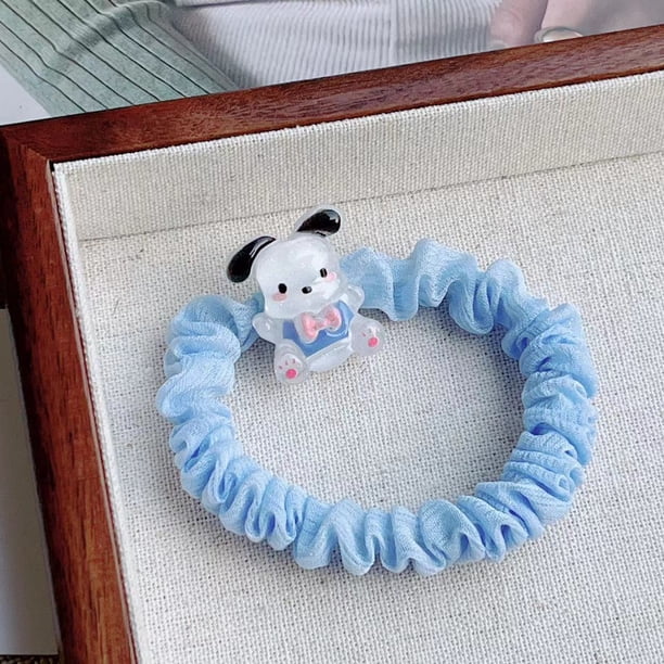Anillo para el pelo de intestino delgado de tela de seda brillante de Sanrio, cuerda para el pelo hecha a mano, estilo dulce y fresco para niña, linda correa para el pelo