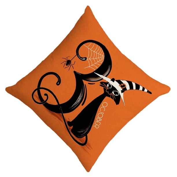 Kearding Funda de cojín para sofá con decoraciones de Halloween resistente a las arrugas para fundas de cojín suaves de estilo sin esfuerzo Decoración del hogar XM275-1