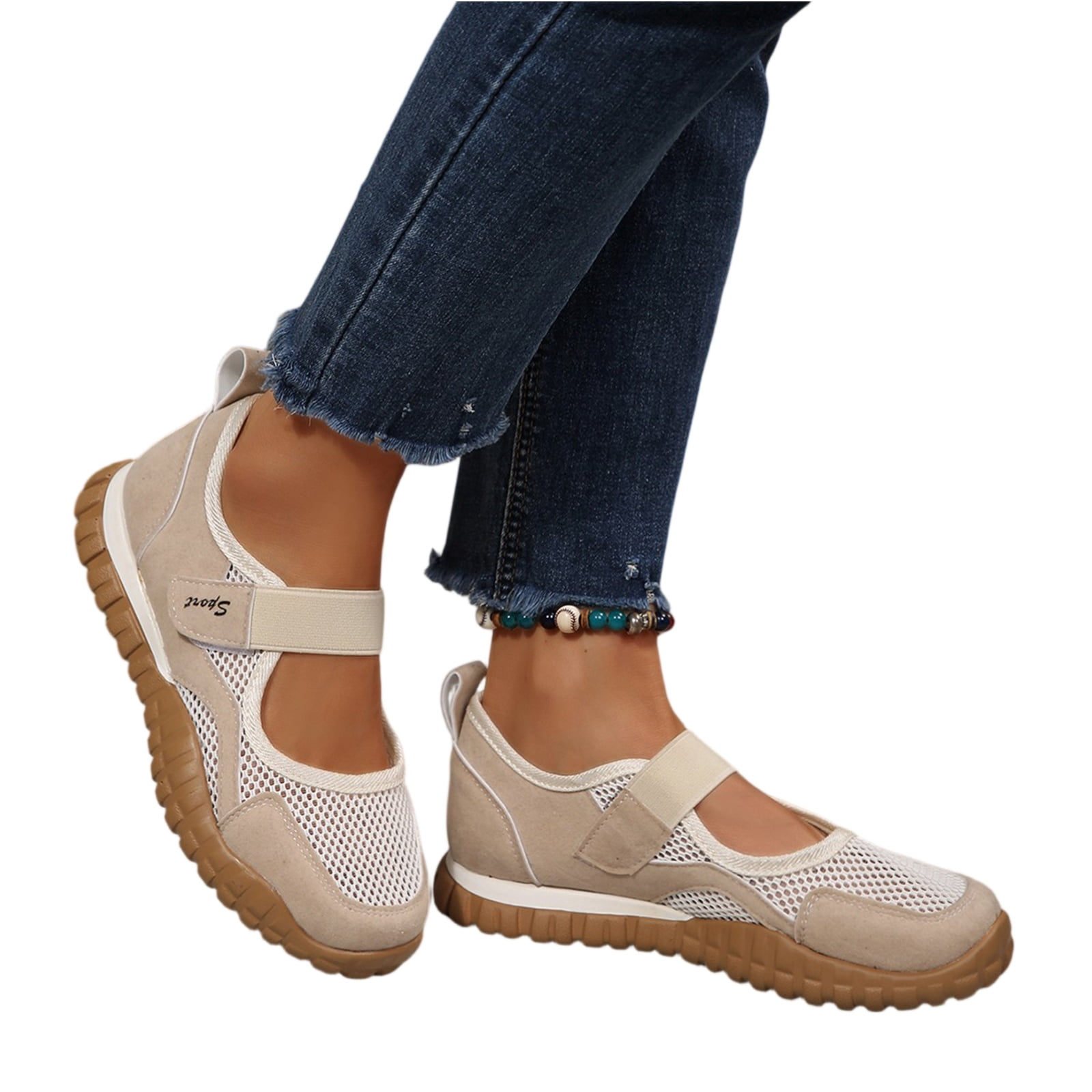 Breathable Hook-And-Loop Sneakers, Womens Retro Mary Jane Sneakers