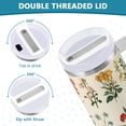thumbnail image 3 of Yayeee 30oz Stainless Steel Tumbler with Straw and Handle Double-Wall Insulated Travel Water Bottle, Red Floral, 3 of 8