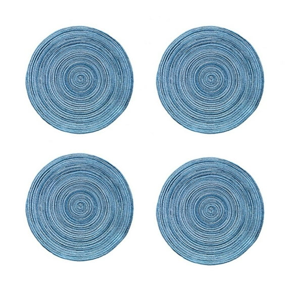 Round Placemats Set of 4, Cotton Woven Table Mats,14 Inch Washable