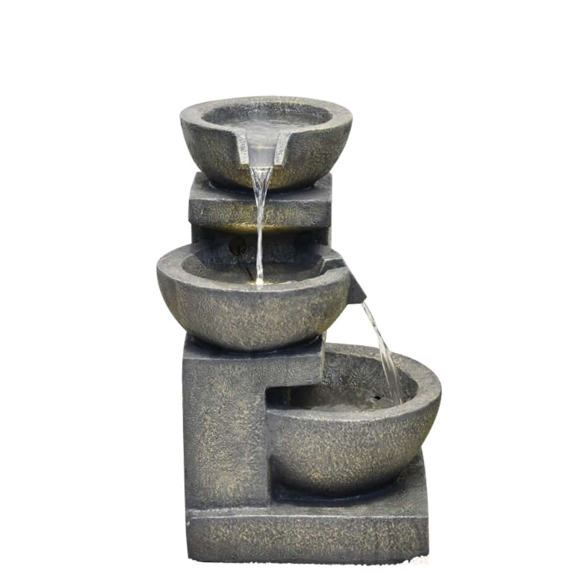 Hi-Line Gift 3-Bowl Fountain with 2 Warm White LED Lights, Cascading Design