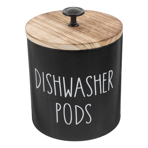 MIPCASE Black Wood Dishwasher Pod Storage Container with Airtight Lid for Laundry and Dishwasher Organizer