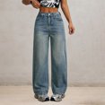 thumbnail image 2 of Womens Jeans High Waisted Baggy Straight Wide Leg Lightweight Vintage Denim Summer Streetwear Casual Pants, 2 of 7