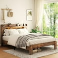 thumbnail image 2 of Bed Frame Queen Size, Wood Platform Bed Frame with Storage LED Light Headboard and 2 USB , Noise Free,No Box Spring Needed and Easy Assembly Tool,Large Under Bed Storage,Dark Brown, 2 of 9