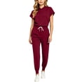 thumbnail image 2 of Trikvn Women's Jogger Scrub Sets Two-Piece Medical Uniform Short Sleeve Top and Drawstring Jogger Pants with Pockets Stretch Healthcare Workwear Active Suits, 2 of 6
