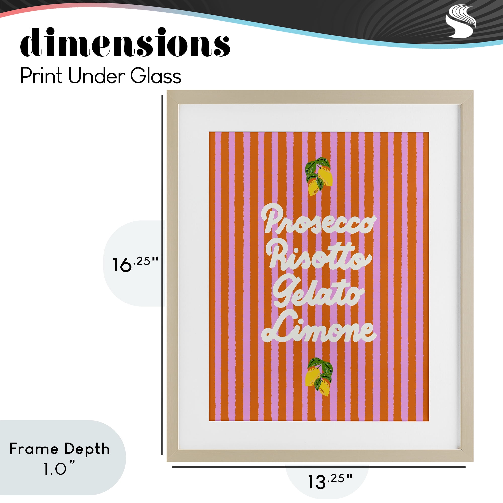 Stupell Industries Italian Enjoyment over Stripes Birch Framed Print Under Glass, design by Indira Prieto | IndySign