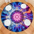 thumbnail image 2 of Colorful Tie Dye Flame Flower Pattern Round Fitted Tablecloth with Elastic Edge,Dining Table Cover Waterproof,Outdoor Round Tablecloth for Camping,Dining,Indoor and Outdoor, 2 of 7