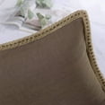 thumbnail image 4 of Phantoscope Linen Trimmed Farmhouse Series Decorative Throw Pillow, 12" x 20", Brown, 1 Pack, 4 of 5