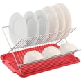 thumbnail image 6 of J&V TEXTILES Foldable Dish Drying Rack with Drainboard, Stainless Steel 2 Tier Dish Drainer Rack, Collapsible Dish Drainer, Folding Dish Rack for Kitchen Sink, Countertop, Cutlery, Plates Red, 6 of 8