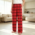 thumbnail image 6 of DJDLJWCJ Boys Casual Pants Elastic Waist Plaid Print Straight Leg Pants Comforty Lightweight Long Trousers Red Size 13, 6 of 7