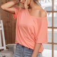 thumbnail image 4 of Xihbxyly Plus Size Blouses for Women, Womens Oversized Cold Shoulder Blouse Short Sleeve V Neck Tops Casual Summer Shirt Tops Soft Loose Tops, 4 of 7