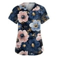 thumbnail image 2 of SAATLERI Plus Size Womens Scrubs Fashion Short Sleeve V-Neck Funny Floral Scrubs for Women Printed Nurse Uniforms Scrub Tops Shirt with Pockets, 2 of 5