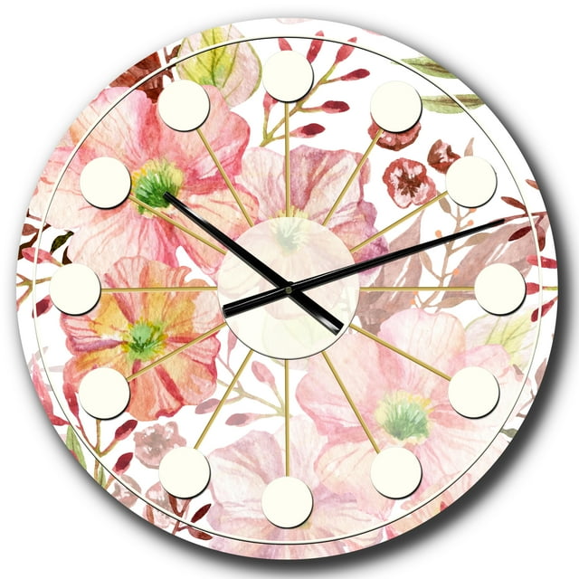 Designart 'Floral Botanique Rétro Iii Horloge Murale Moderne du Milieu du Siècle