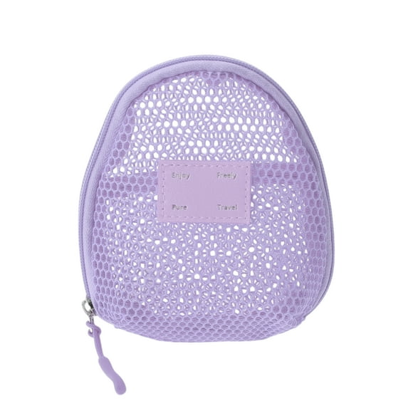 Bolsas de maquillaje de malla de mano únicas 1 Pc poliéster púrpura claro 4.92in