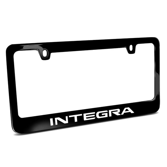 iPick Image for Acura Integra Logo in UV LED Printed on Black Metal License Plate Frame, Official Licensed
