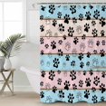 thumbnail image 4 of Shower Curtain Bathroom Set Dog Paw on Colorful Wooden Texture Waterproof Fabric Shower Curtains with Grommets&Hooks Vintage Farmhouse Privacy Bath Curtain for Bathtub 72x72in, 4 of 7