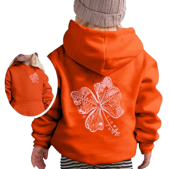 MIASHUI Chandail en Molleton pour Filles Hauts Décontractés Imprimés à Manches Longues, Orange, 9-10 Ans