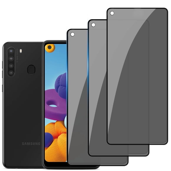 ZYQEEE Privacy Screen Protector Tempered Glass for Samsung Galaxy A21 - Scratch Resistant Protective Film - Easy Installation Edge to Edge Protection - Bubble Free