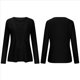 thumbnail image 2 of Camiseta de Mujer con Encaje de Piña y Costuras, Color Liso, Larga, Cuello Redondo, Informal. Negro XL, 2 of 7