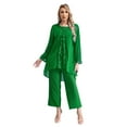 thumbnail image 2 of iiniim Womens Chiffon Pant Suits Plus Size 3-Piece Dress Suit Wedding Guest Cocktail Formal Evening Gowns Green 4XL, 2 of 7