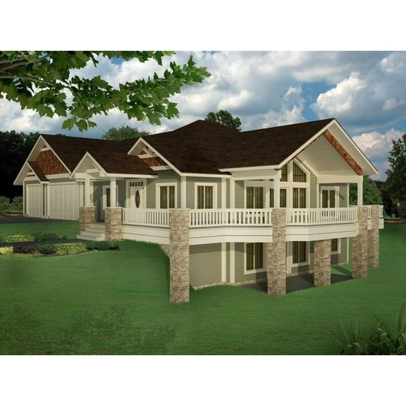 001-3569: Mountain Craftsman 4 Bed, 4 Bath Luxury Home Plan, 4847 Sq Ft: Full Blueprints with License to Build by Home Plan Marketplace - Lesuto