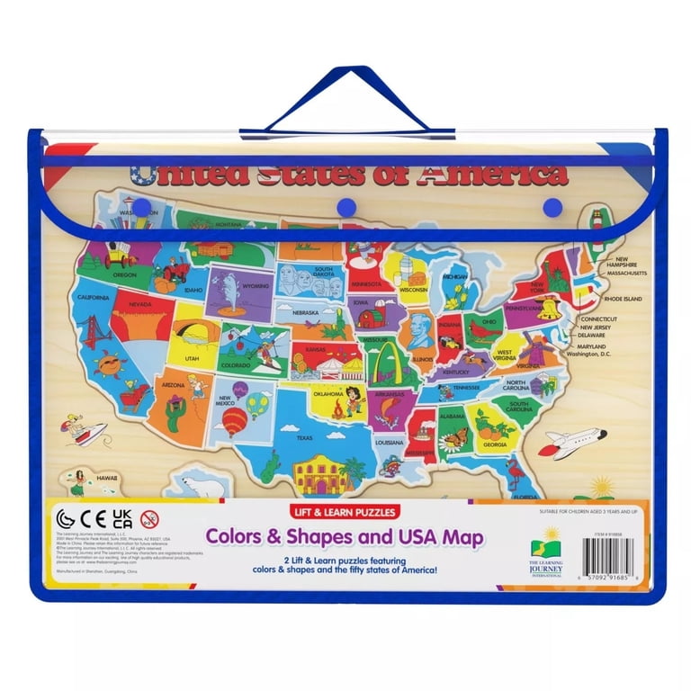 Lift and Learn Puzzles Colors and Shapes + USA Map 2 Pack