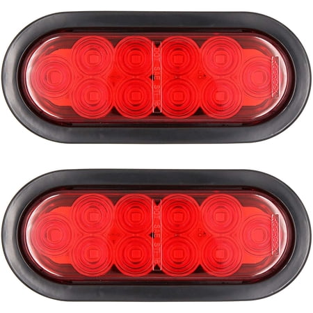 2 Red Oval 6 FLANGE SURFACE MOUNT LED Turn Stop Light Trailer Truck RV SCREW ON - Foto 12
